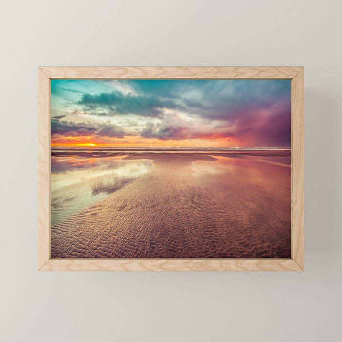 Beach Love Ocean Sunset Mini Art Print Gallery Image 1