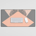 Modern, Floral Prints, with Block Color, Coral and Gray Desk Mat Gallery Image 1