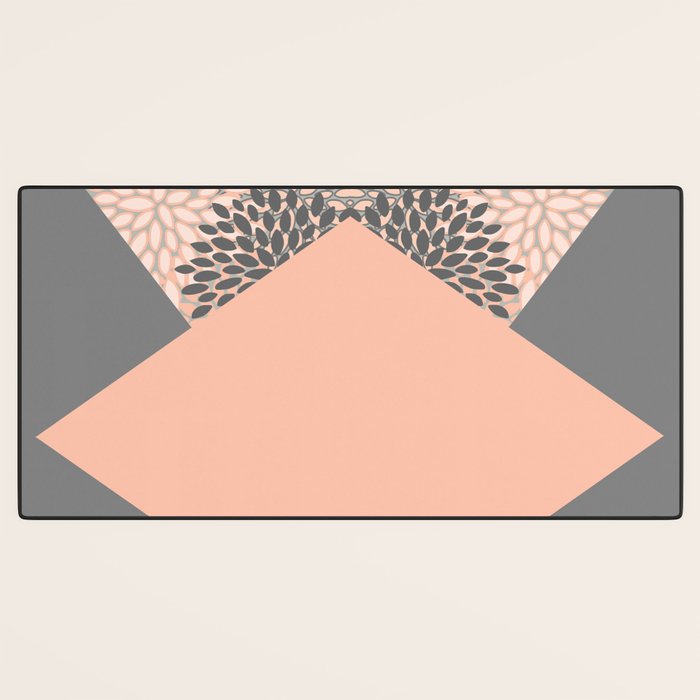 Modern, Floral Prints, with Block Color, Coral and Gray Desk Mat Gallery Image 3