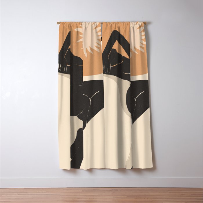 Minimal Abstract Art Nude Woman 4 Window Curtain Gallery Image 3