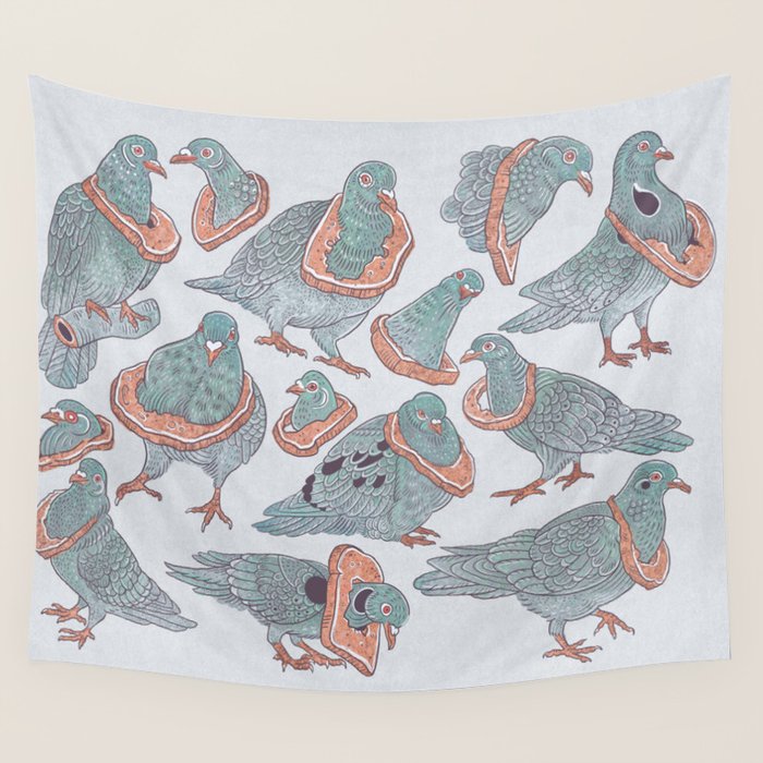 Pigeon Bread Necklaces Wall Tapestry Gallery Image 1