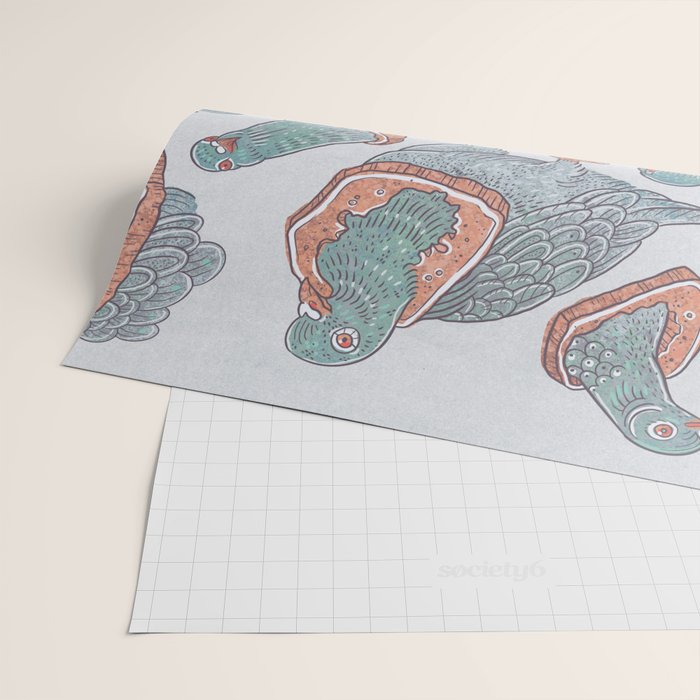 Pigeon Bread Necklaces Wrapping Paper Gallery Image 2