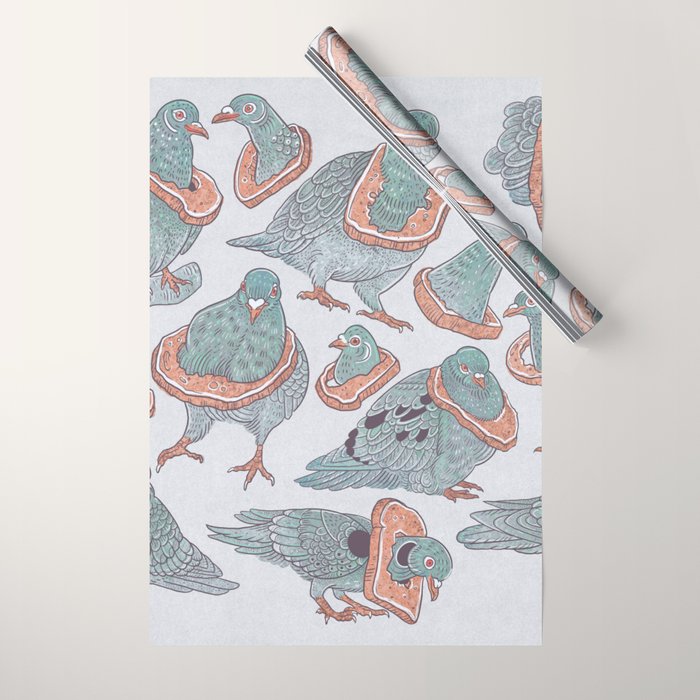 Pigeon Bread Necklaces Wrapping Paper Gallery Image 1