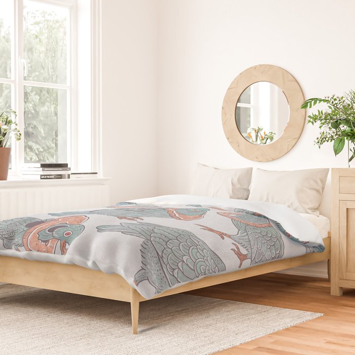 Pigeon Bread Necklaces Duvet Cover Gallery Image 2