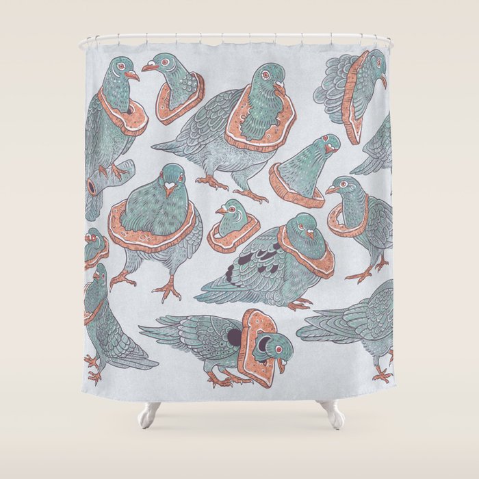 Pigeon Bread Necklaces Shower Curtain Gallery Image 1