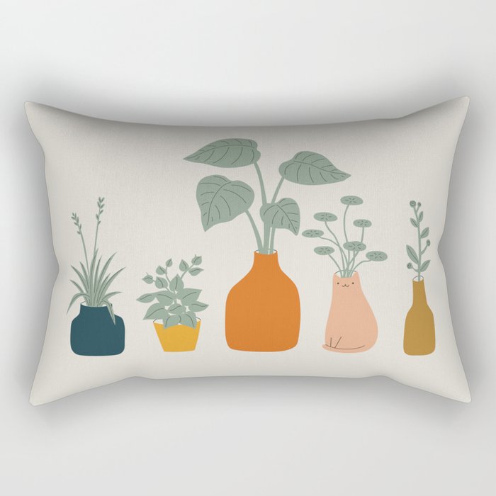 Cat and Plant 9 Rectangular Pillow Gallery Image 2