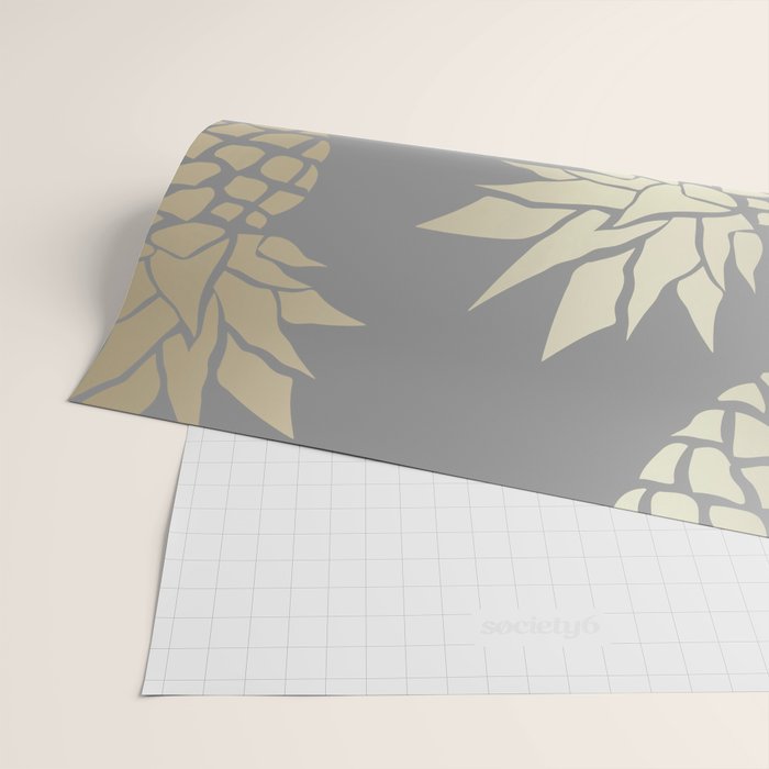Glam Pineapple Art in Gray and Gold Wrapping Paper Gallery Image 2
