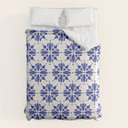 Dark Blue Watercolor Tile Pattern Duvet Cover Gallery Image 6
