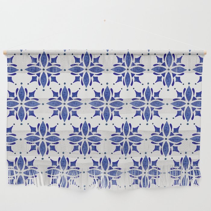 Dark Blue Watercolor Tile Pattern Wall Hanging Gallery Image 1