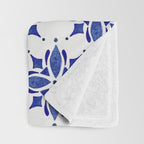 Dark Blue Watercolor Tile Pattern Throw Blanket Gallery Image 3