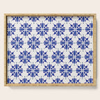 Dark Blue Watercolor Tile Pattern Serving Tray Gallery Image 1