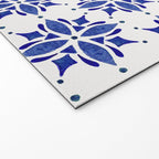 Dark Blue Watercolor Tile Pattern Welcome Mat Gallery Image 2