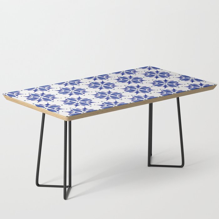 Dark Blue Watercolor Tile Pattern Coffee Table Gallery Image 1