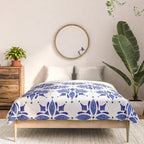 Dark Blue Watercolor Tile Pattern Comforter Gallery Image 3
