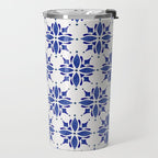 Dark Blue Watercolor Tile Pattern Travel Mug Gallery Image 2