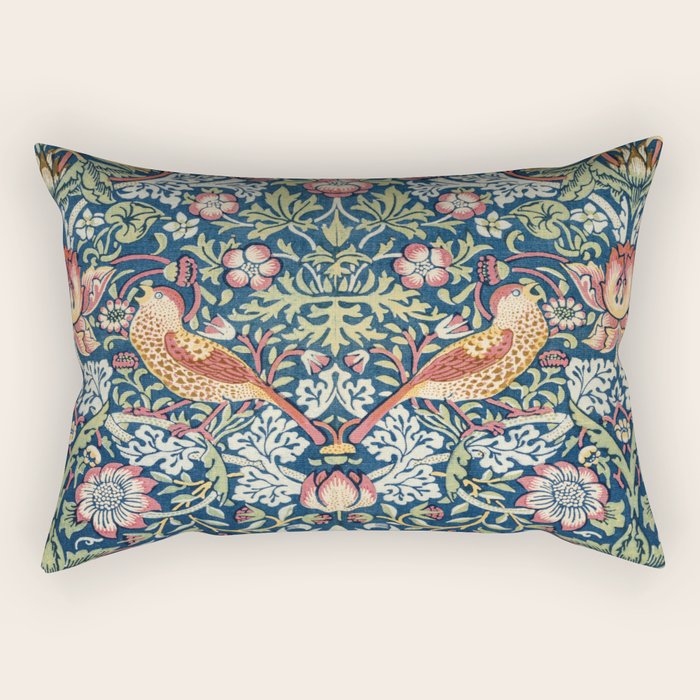 Strawberry Thief by William Morris  Rectangular Pillow Gallery Image 1