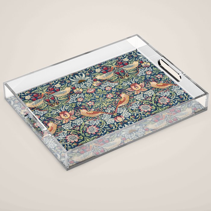 Strawberry Thief by William Morris  Acrylic Tray Gallery Image 1