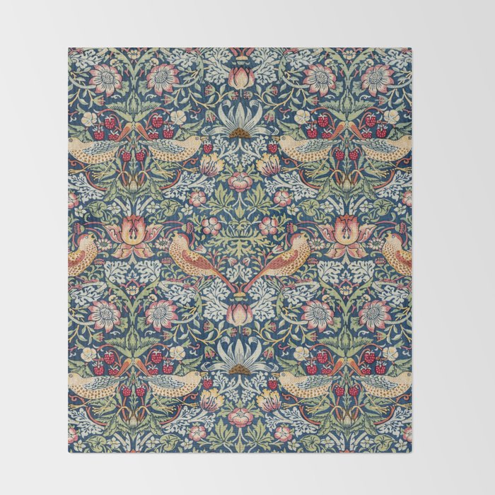 Strawberry Thief by William Morris  Throw Blanket Gallery Image 2