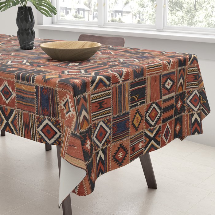 Geometric Tribal Patchwork Rug Design Tablecloth Gallery Image 3