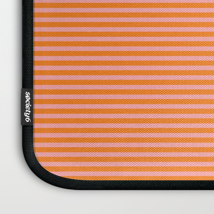 Fine Stripes Narrow Stripe Pattern in Pink and Orange Laptop Sleeve Gallery Image 3