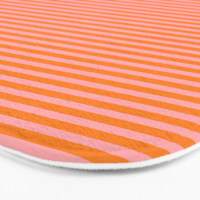 Fine Stripes Narrow Stripe Pattern in Pink and Orange Bath Mat Gallery Image 3