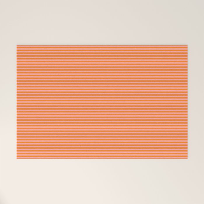 Fine Stripes Narrow Stripe Pattern in Pink and Orange Welcome Mat Gallery Image 1