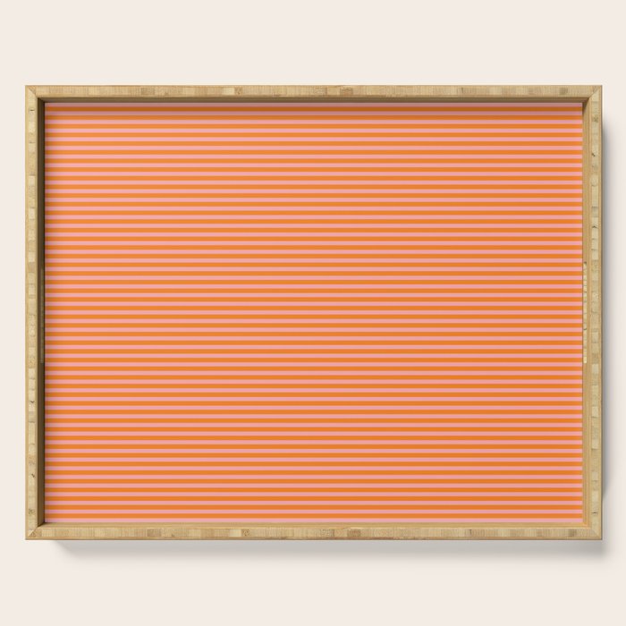 Fine Stripes Narrow Stripe Pattern in Pink and Orange Serving Tray Gallery Image 1