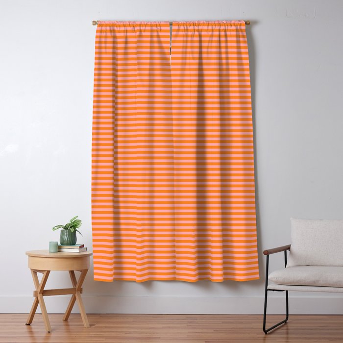 Fine Stripes Narrow Stripe Pattern in Pink and Orange Window Curtain Gallery Image 1