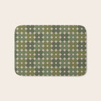 Retro Flower Geometric Pattern in Green Tones Bath Mat Gallery Image 1