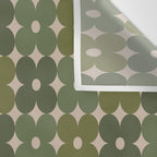 Retro Flower Geometric Pattern in Green Tones Wall Tapestry Gallery Image 3