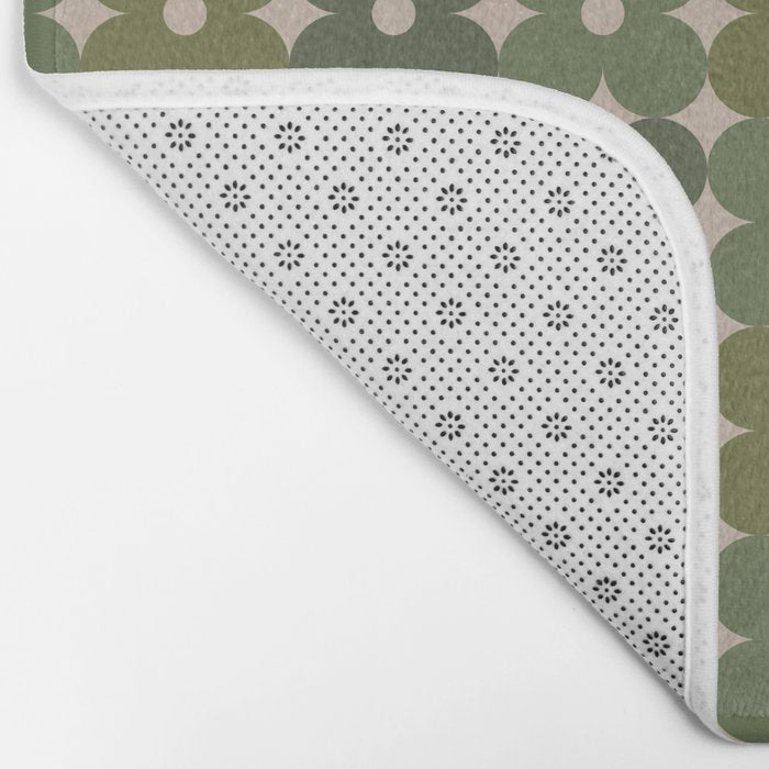 Retro Flower Geometric Pattern in Green Tones Bath Mat Gallery Image 2