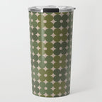 Retro Flower Geometric Pattern in Green Tones Travel Mug Gallery Image 1