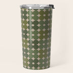 Retro Flower Geometric Pattern in Green Tones Travel Mug Gallery Image 2
