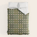 Retro Flower Geometric Pattern in Green Tones Comforter Gallery Image 6