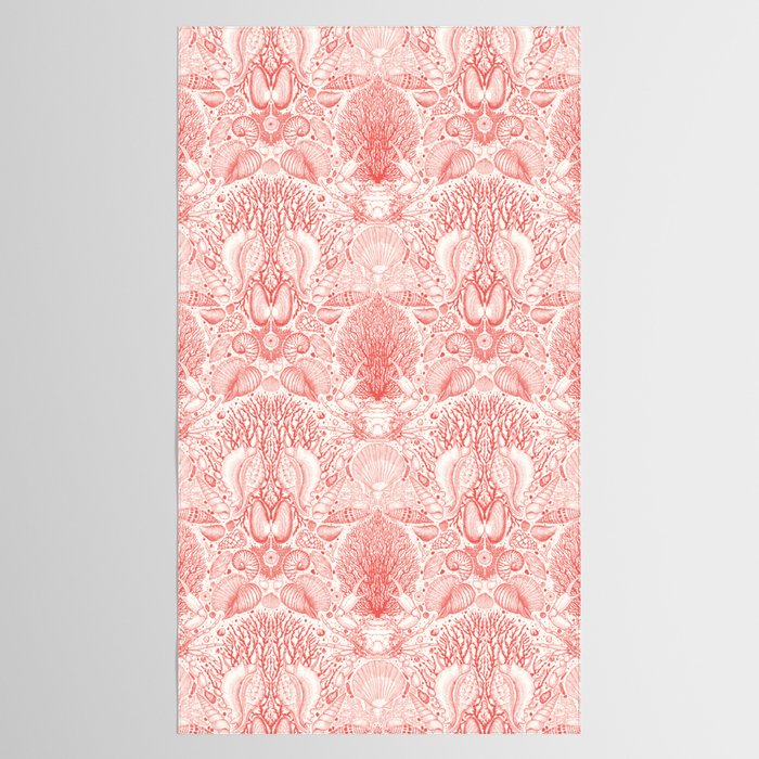 Beach treasures in coral red  Tablecloth Gallery Image 2