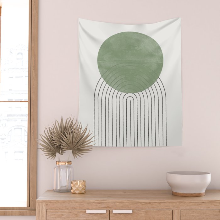 Green Sun Positive Vibe  Wall Tapestry Gallery Image 2
