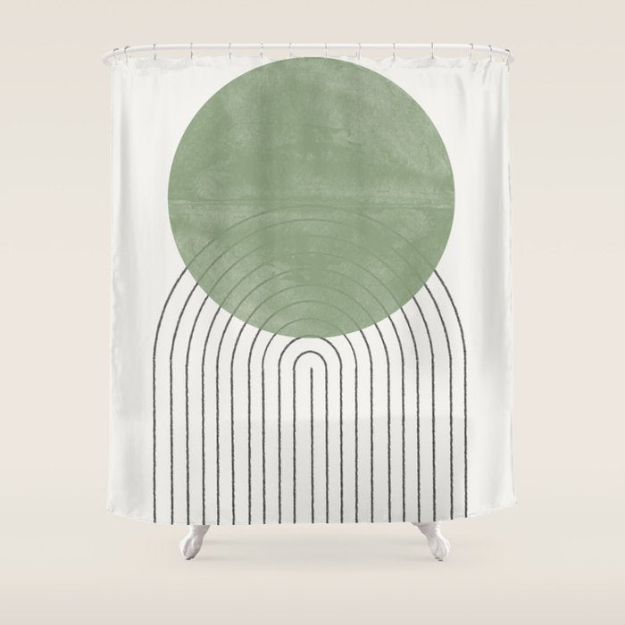 Green Sun Positive Vibe  Shower Curtain Gallery Image 1