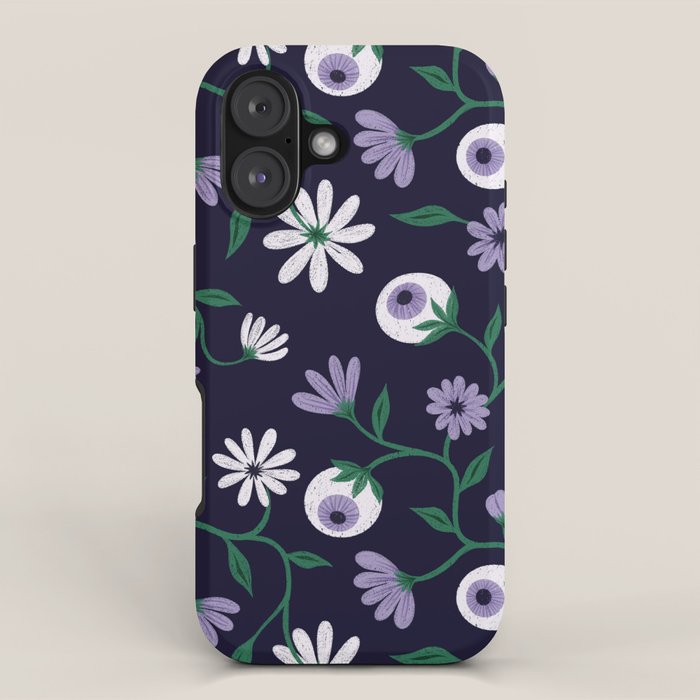 Dark Gothic Floral Garden Flowers and Eyes Creepy Halloween iPhone Case Gallery Image 1