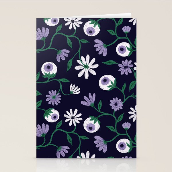 Dark Gothic Floral Garden Flowers and Eyes Creepy Halloween Stationery Card Gallery Image 1