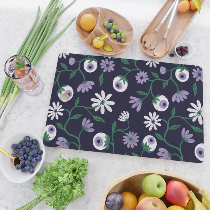 Dark Gothic Floral Garden Flowers and Eyes Creepy Halloween Cutting Board Gallery Image 2