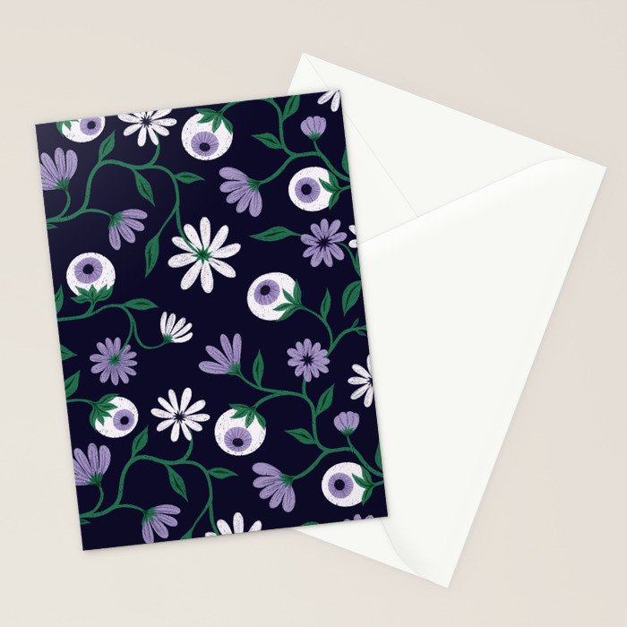 Dark Gothic Floral Garden Flowers and Eyes Creepy Halloween Stationery Card Gallery Image 2