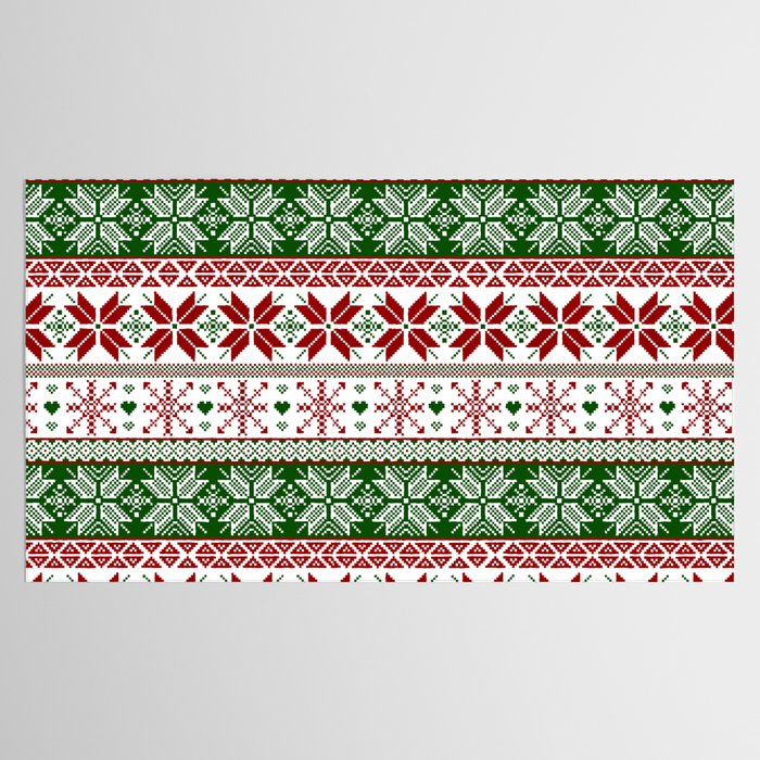 Green & Red Winter Fair Isle Tablecloth Gallery Image 2