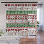 Green & Red Winter Fair Isle Wall Mural Gallery Image 1