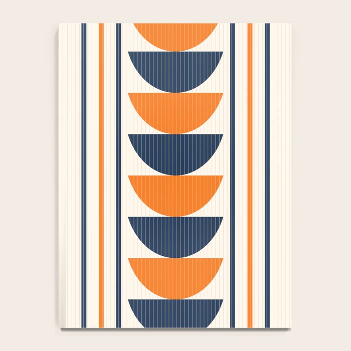 Abstract Shapes 76 in Orange and Navy Blue (Moon Phase Geometric Abstraction) Notebook Gallery Image 4