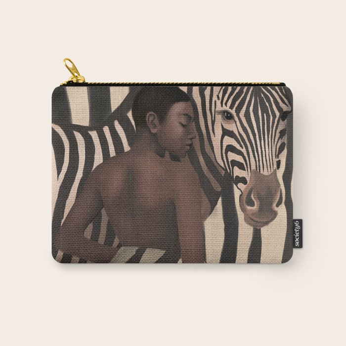 Woman and Zebra in Bold Stripes Carry All Pouch Gallery Image 1