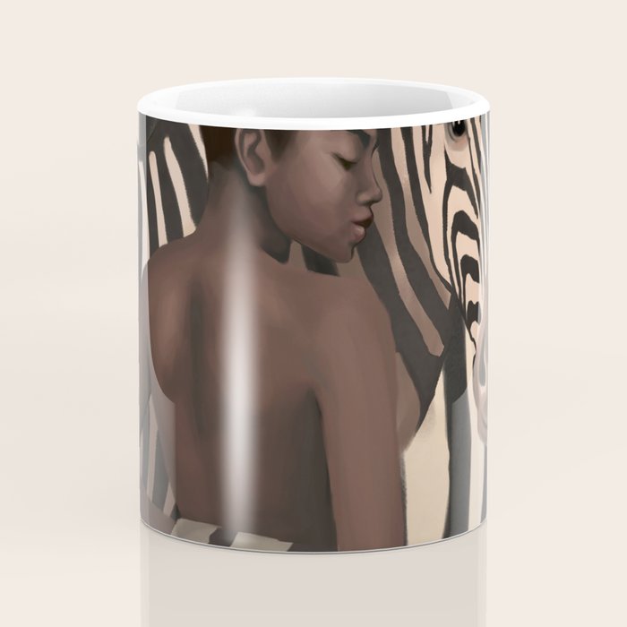 Woman and Zebra in Bold Stripes Coffee Mug Gallery Image 4
