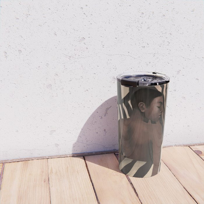 Woman and Zebra in Bold Stripes Travel Mug Gallery Image 4