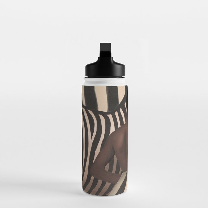 Woman and Zebra in Bold Stripes Water Bottle Gallery Image 3