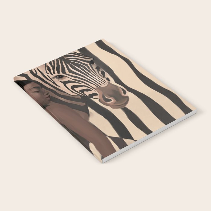 Woman and Zebra in Bold Stripes Notebook Gallery Image 1