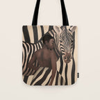 Woman and Zebra in Bold Stripes Tote Bag Gallery Image 1